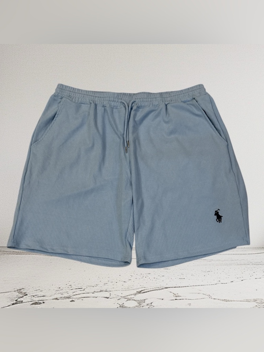 Polo by Ralph Lauren Light Blue Ribbed Cotton-Blend Men's Shorts Size XXL